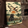 Maxcorners Duck Hunting Black Labrador Flying Mallards Retro Sunset Personalized Canvas Wall Art