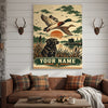 Maxcorners Duck Hunting Black Labrador Flying Mallards Retro Sunset Personalized Canvas Wall Art