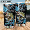 Maxcorners Fishing Tumbler Black Aqua Geometric Grunge Design Personalized Name Tumbler (13 Species)