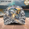 Maxcorners Fishing Gray Camo Sunset Angler Personalized Name 3D Cap (12 Fish Species)
