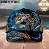 Maxcorners Fishing Blue Tribal Gold Accent Personalized Name 3D Shirt (13 Fish Species)