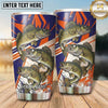 Maxcorners Fishing Tumbler Retro Orange Navy Stripe Design Personalized Name Tumbler (13 Species)