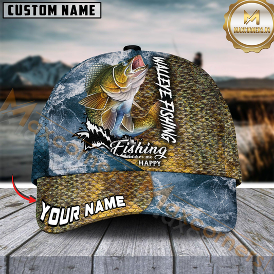 Maxcorners Fishing Skin Seawave Customized Name 3D Cap