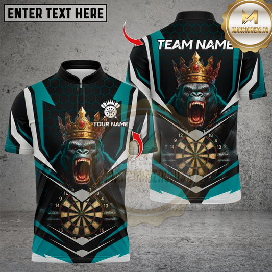 Maxcorners Darts Gorilla King Crown Multicolor Customized Name, Team Name 3D Shirts