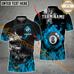 Maxcorners Dragon Flame 8-Ball Billiard Jersey Multicolor Options Personalized Name, Team Name 3D Polo Shirt