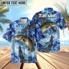 Maxcorners Cod Fishing Wave Rider Personalized Name, Team Name 3D Hawaiian Shirt