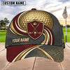 Maxcorners Golf Shield Clubs Gold Wave Personalized Name 3D Cap (6 Colors)