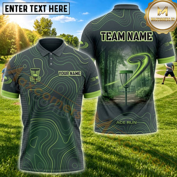 Maxcorners Disc Golf Green Topographic Flying Disc Personalized Name 3D Unisex Shirt