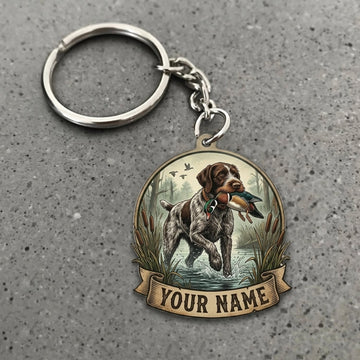 Maxcorners Duck Hunting Pointer Dog Woodland Waterfowl Adventure Custom Name Gift 2D Flat Acrylic Ornament, Keychain