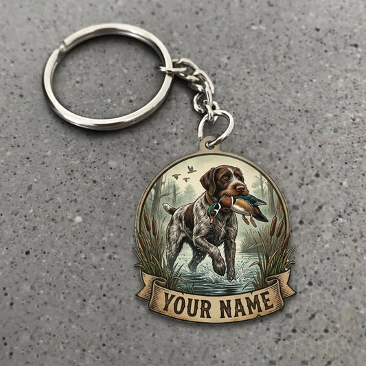 Maxcorners Duck Hunting Pointer Dog Woodland Waterfowl Adventure Custom Name Gift 2D Flat Acrylic Ornament, Keychain