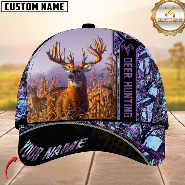 Maxcorners Hunting Deer Camouflage Multicolor Personalized Name 3D Cap