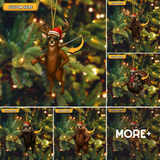 Maxcorners Custom Name Santa Hunting Ornament, Funny Hunter Christmas Tree Decoration