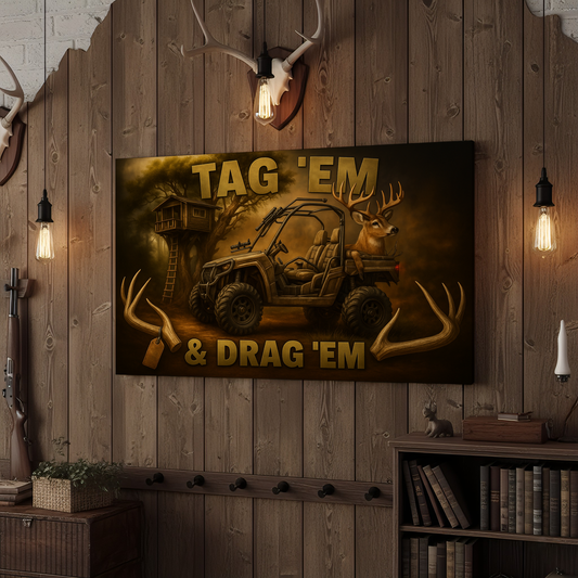 Maxcorners Deer Tag and Drag 3D Wrapped Canvas