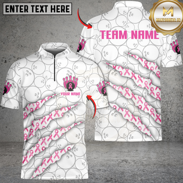 Maxcorners Bowling Pink Ribbon Personalized Name 3D Unisex Shirt