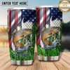 Maxcorners Fishing Tumbler Patriotic Flag Grass Design Personalized Name Tumbler (13 Species)