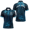 Maxcorners Men’s Team Darts Shirt With Dark Navy Wolves And Grunge Dartboard Pattern LM2404