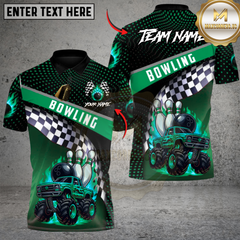 Maxcorners Monster Truck Strike Bowling Multicolor Customized Name, Team Name 3D Shirts