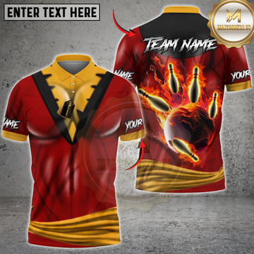 Maxcorners Bowling Fireball Strike Champion Personalized Name 3D Unisex Shirt