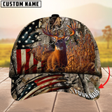 Maxcorners Deer Hunting American Flag Camouflage Pattern Multicolor Personalized Name 3D Cap