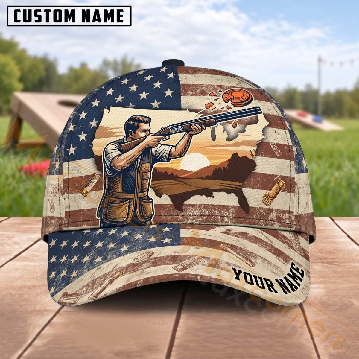 Maxcorners Trap & Skeet Shooting Clay Shooter Personalized Name 3D Cap