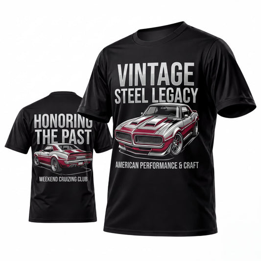 Maxcorners Personalized Car Classic Muscle Car 3D T-Shirt – Black Vintage Steel Legacy Red Classic Muscle Car