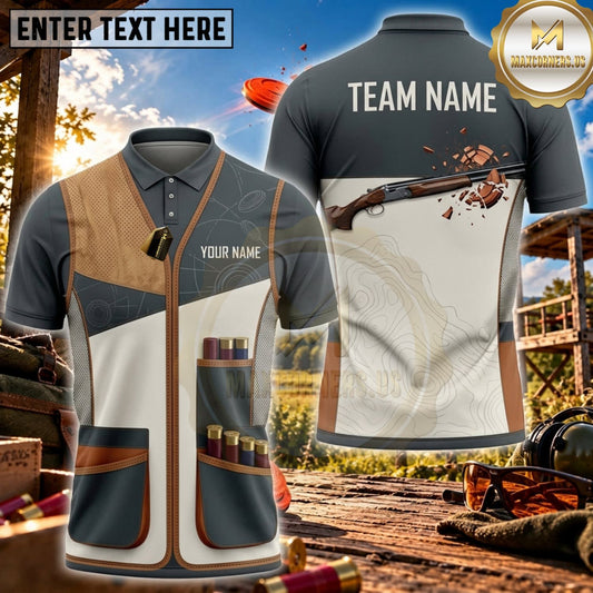 Maxcorners Clay Shooting Minimal Shotgun Target Panel Vest Personalized Name 3D Unisex Shirt