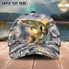 Maxcorners Fishing Gray Camo Sunset Angler Personalized Name 3D Cap (12 Fish Species)