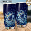 Maxcorners Fishing Tumbler Deep Navy Scale Texture Design Personalized Name Tumbler (13 Species)