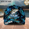 Maxcorners Fishing Black Aqua Marble Water Splash Personalized Name 3D Cap (12 Fish Species)
