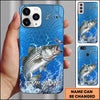 Maxcorners Blue Scale Lightning Water Splash Personalized Name Phone Case (13 Fish Species)