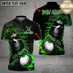 Maxcorners Golf Flaming Reaper Multicolor Customized Name, Team Name 3D Shirts