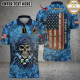 Maxcorners Billiard Skull US FLag Multicolor Customized Name, Team Name 3D Shirts