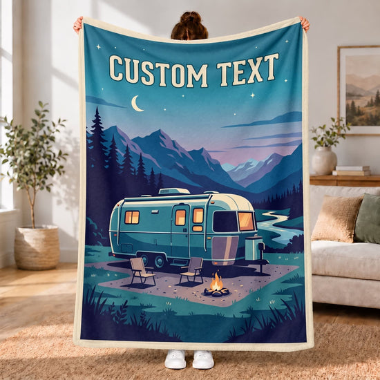 Maxcorners RVs Travel Trailer Moonlight Mountain Camping Custom Name 3D Blanket