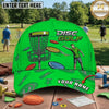 (7 Colors) Maxcorners Disc Golf Player Throwing Disc & Chain Basket Personalized Name 3D Cap LM3009