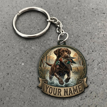 Maxcorners Duck Hunting Brown Retriever Golden Wetland Sunrise Custom Name Gift 2D Flat Acrylic Ornament, Keychain