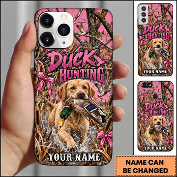 Maxcorners Duck Hunting German Wirehaired Pointer Pink Duck Hunting Graphic Personalized Name 3D Phone Case - German Shorthaired Pointer