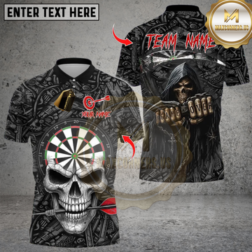 Maxcorners Darts Flame Skull With Dartboard Design Personalized Name 3D Unisex Shirt