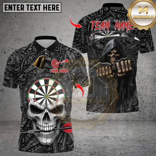 Maxcorners Darts Flame Skull With Dartboard Design Personalized Name 3D Unisex Shirt