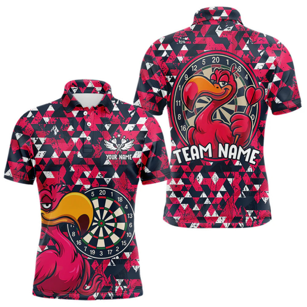 Maxcorners Funny Geometric Grunge Flamingo Dart Shirts For Men Custom Darts Jerseys Outfits, Darts Gifts LM0705