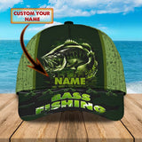 Maxcorners Pride Custom Text Green Bass Fishing 3D Cap