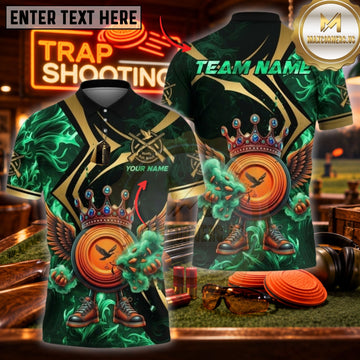 Maxcorners Trap Shooting Shotgun & Spiral Target Impact Graphic Multicolor Customized Name, Team Name 3D Shirts