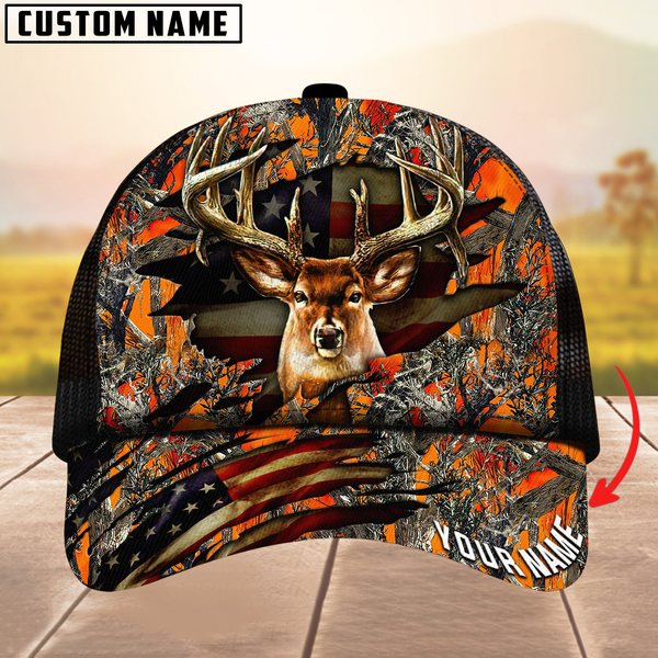 Maxcorners Premium Florapunk S21 Deer Hunting Trucker Camouflage Pattern Multicolor Personalized Name 3D Cap