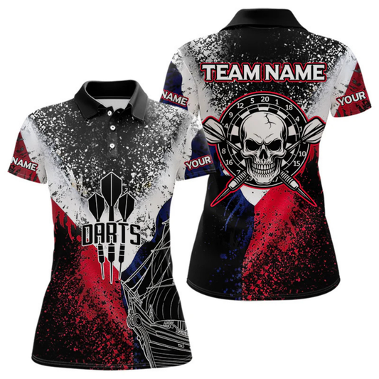 Maxcorners Black Boat Custom Skull Darts Arrow Colorful Dart Shirts For Men, Dart Jerseys LM054