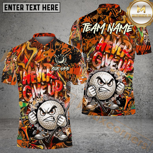 Maxcorners Golf Serious Never Give Up Graffiti Personalized Name, Team Name 3D Shirt (4 Colors)