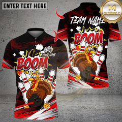 Maxcorners Bowling Turkey Cartoon Bowling Boom Multicolor Customized Name Team Name 3D Shirts
