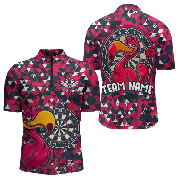 Maxcorners Funny Geometric Grunge Flamingo Dart Shirts For Men Custom Darts Jerseys Outfits, Darts Gifts LM0705