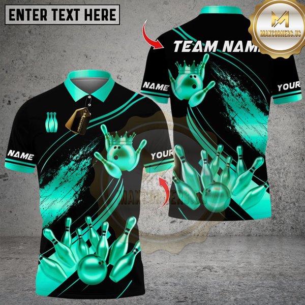 Maxcorners Bowling Ultimate Pins & Ball Design Multicolor Customized Name, Team Name 3D Shirts