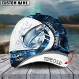 Maxcorners Chinook Fishing Blue Flame Sport Customized Name 3D Cap