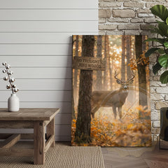 Maxcorners Deer Canvas No Thoughts Just Woods Quote Canvas Wall Art
