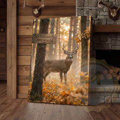 Maxcorners Deer Canvas No Thoughts Just Woods Quote Canvas Wall Art